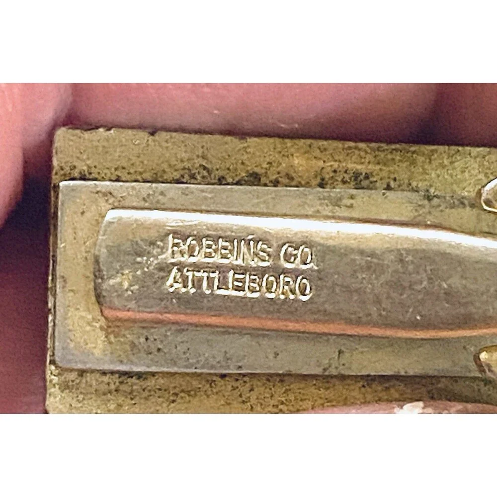 Vintage Robbins Co Tie Clip Computer Punch Card Data IBM Mid Century Attleboro